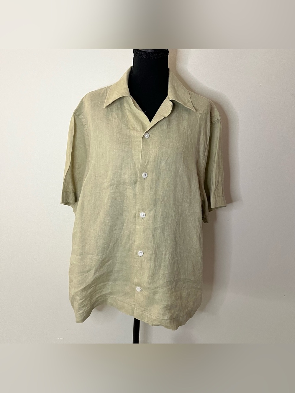 Men's Reiss Short Sleeve Beige 100% Linen Shirt Burton Up Relaxed  Shirt XL